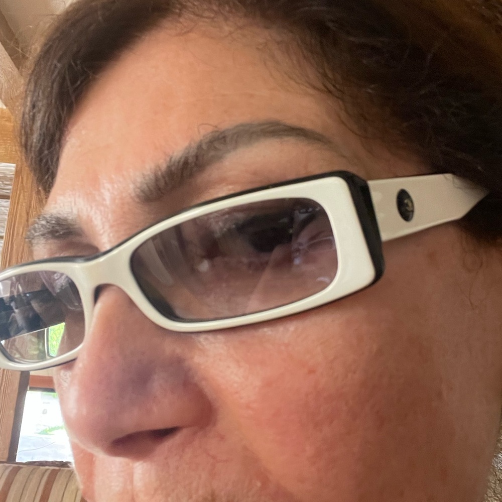 Chanel Black and White Narrow Rectangle Sunglasses